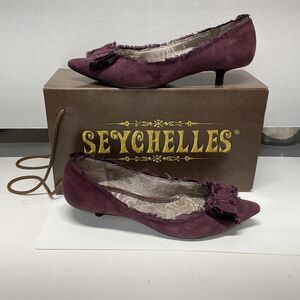 Women’s Seychelles Blackmail‎ Burgundy Suede Kitten Heels, Size 8, Box Inc.